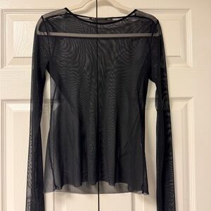 Zara Black Sheer Long-Sleeve Mesh Blouse Trafaluc
